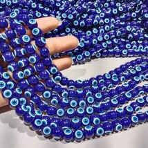 Evil Eye Beads 8MM Size 1 String Blue Color - £15.66 GBP