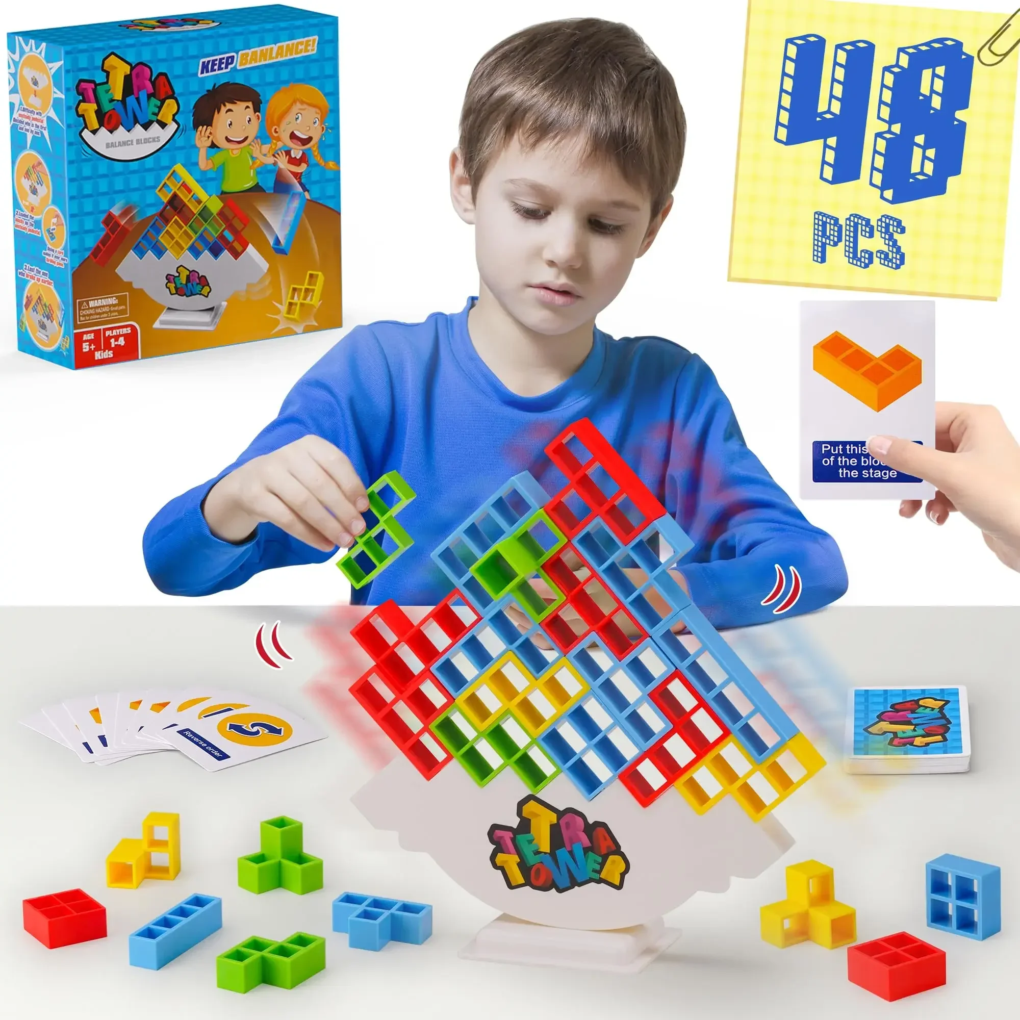 48 Pcs Tetra Tower Balance Stacking Blocks Game Board Games for 2 Players+ - £11.39 GBP+