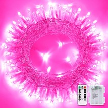 Pink Valentine&#39;S Day Decorations, 33Ft 100 Led Battery Operated Christmas String - £25.13 GBP