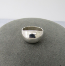 Dome Style Ring Sterling Silver Smooth Finish Size 5.75 Wide Band 3.82 Grams - £7.98 GBP