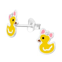 Duck 925 Silver Stud Earrings with Crystals - £11.17 GBP