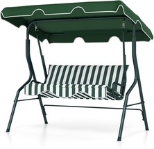 Tangkula 3 Person Porch Swing, Patio Swing With Removable Cushion &amp;, Green - $113.99