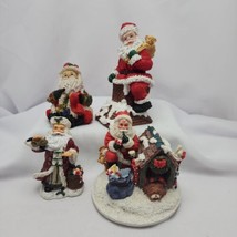 Santa Claus Resin Hand Painted Figurine Statue lot of 4 - $24.70