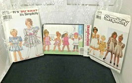 Lot of 3 Little Girls Clothes Sewing Patterns Simplicity Butterick Sizes 2 to 6X - £17.93 GBP