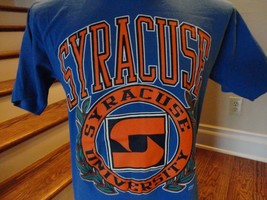 Vintage Blue Syracuse Orange Orangemen NCAA Cotton T-shirt Fits Adult M ... - £23.69 GBP