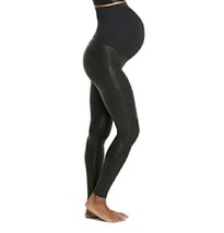 Spanx Mama Black Faux Leather Maternity Leggings Size Medium Over Belly Waist - £37.81 GBP