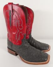 Tony Lama Men&#39;s Augustus Grey Desert Ostrich Western Boots - Sz 9D - Square Toe - £236.66 GBP