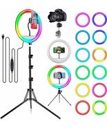 LAVKOW 12&quot; RGB Selfie Ring Light 63&quot; Extendable Tripod Stand Phone Holde... - $39.90