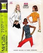 Vintage 1969 Misses&#39; BLOUSE McCall&#39;s Pattern 2107-m Size 12 - £9.38 GBP
