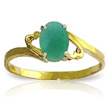 Galaxy Gold GG 14k Yellow Gold Natural Emerald Ring - Size 6 - £300.21 GBP
