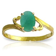 Galaxy Gold GG 14k Yellow Gold Natural Emerald Ring - Size 6 - £302.45 GBP