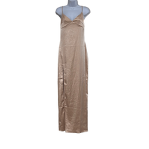 Naked Wardrobe Womens Medium Slip Maxi Dress Tan V Neck Adjustable Straps NWT - £36.78 GBP