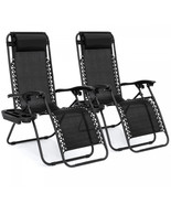 Zero Gravity Patio Chairs Recliners Cup Holders Adjustable Set of 2 Outd... - £111.18 GBP