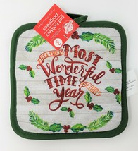 Set of 2 Home Collection Kitchen Pot Holders - New - Most Wonderful Time... - £6.28 GBP