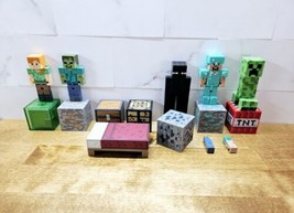 15 Piece Lot Minecraft Articulating Figures &amp; Cubes Mojang Series 1-3 - £27.58 GBP
