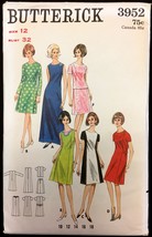 Uncut 1960s Size 12 Bust 32 Dress Evening Gown Glamour Butterick 3952 Pattern - $8.99