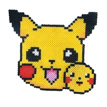 Pokémon 10”X10” Large Pikachu Perler Bead Pixel Art + Small Coaster Size - £10.90 GBP