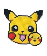Pokémon 10”X10” Large Pikachu Perler Bead Pixel Art + Small Coaster Size - £10.91 GBP