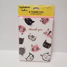 Notecards, Hallmark Expressions Thank You Cards, set of 6, Pink Cats, blank