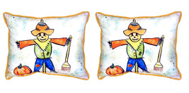 Pair of Betsy Drake Scarecrow Small Indoor Outdoor Pillows 11X 14 - £54.37 GBP