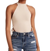 New Madden Girl Mock Neck High Cut Ribbed Bodysuit, Taupe (Size L) - $19.95