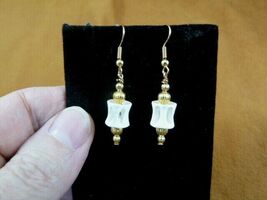 s819-1) Shark fish Modern Vertebrae gold tone dangle Earrings pair JEWEL... - $14.99