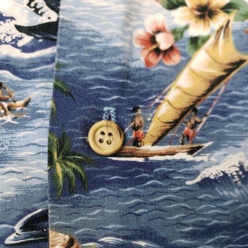 RJC Hawaiian Shirt Mens 4XL Blue Frolicking Dolphins Aloha Outrigger Palm Hut Item image 8