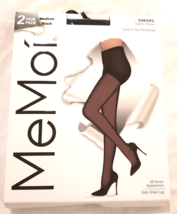 MeMoi Satin Sheer MEDIUM Control Top Pantyhose 1 Pack BLACK ✨Read✨ - $9.89