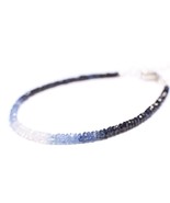 Ombre Sapphire Rondelle Bracelet, 2.8-3mm Faceted, Sterling Silver, 1&quot; E... - £31.69 GBP+