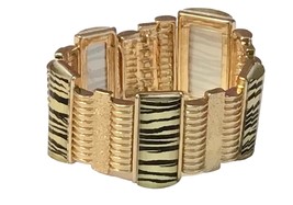 HW Collection Goldtone Animal Print Rhinestone Stretch Bracelet (Zebra Stripe) - $9.79