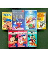 Vintage VHS Movies Family &amp; Kids Lot of 7 Fantasia Disney Popeye Bugs Bu... - £13.31 GBP