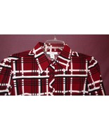 Plaid Shirt Burgundy Black White Blouse Top Size M Medium Dressbarn Butt... - £12.02 GBP