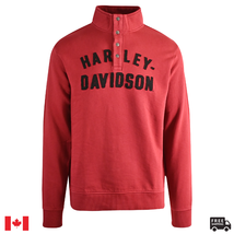 Harley-Davidson Men&#39;s Sweatshirt Cabernet Red Racer Snap Front Mockneck ... - £44.98 GBP