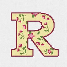 Pepita needlepoint kit: Letter R Vintage Floral Reds, 10&quot; x 10&quot; - £58.61 GBP+