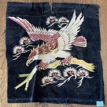 Embroidery Panel Eagle On Antique Black Velvet 15&quot; x 15&quot; Antique - £98.20 GBP