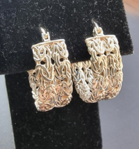 925 Sterling Silver Byzantine Hoop Earrings - £28.48 GBP