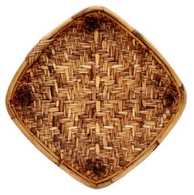 GORGEOUS VINTAGE LARGE 17” WOVEN OCTAGONAL WICKER BAMBOO DÉCOR BASKET MINT - $24.74