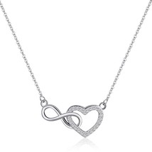 Infinity Heart Necklace Silver Cubic Zirconia Pendant Necklace Handmade ... - £29.54 GBP