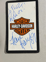 1989 Harley Davidson Signed Playing Card to Fuzz and Motordrome business card - £11.04 GBP