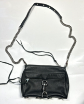 Rebecca Minkoff Women&#39;s Leather Zip Crossbody Bag Black - £36.04 GBP