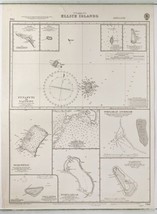 Nautical Chart Ellice Islands South Pacific Ocean Admiralty 1872 - £47.83 GBP