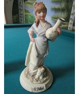 Alabaster Figurines Auro Belcari Italy JAR Lady, Flower Lady, Doves in L... - $168.87 CAD