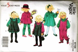 Child&#39;s Dress, Pinafore &amp; Jumpsuit 1991 Vogue Pattern 8156 Sizes 1-2-3 Uncut - £9.55 GBP