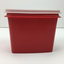 Vintage Tupperware Shelf Saver Red Container Sheer Clear Lid 1243-2 Modular - £23.91 GBP