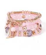 Women Bohemian Stackable Beads Multilayer Crystal Stretch Bracelet set - £3.99 GBP