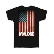 MALONE Family Name : Gift T-Shirt American Flag Name USA United States Personali - £14.14 GBP