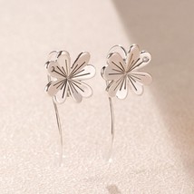 S925 Sterling Silver Lucky Four Leaf Clovers Earrings with Clear CZ Earrings - £14.22 GBP