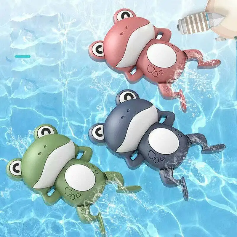 Baby Bath Toys Kids Wind-Up Swimming Frog Bath Toy Floating Clockwork Bathtub - £8.56 GBP