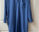 Lands End 3/4 Sleeve Shirt Dress Womens Size Large Blue Burner Fabric Je... - $19.75