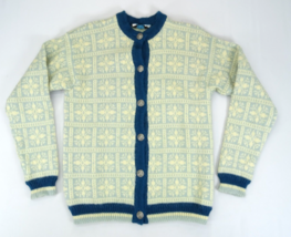 Vintage DALE OF NORWAY Womens Virgin Wool Button Sweater Size Small Blue... - £52.27 GBP